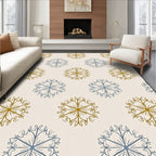 Golden Blue Snowflake Medallion Rug