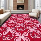 Crimson Pink Tropical Butterfly Garden Rug