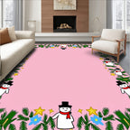 Pink Snowman Pine Branch Star Arrangement Rug
