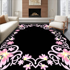 Pink Floral Garland Frame Rug