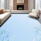 Whimsical Blue Swirl Botanical Corner Rug