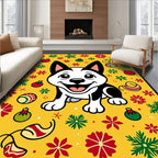 Cheerful Dog Christmas Ornaments Holiday Rug