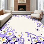 Whimsical Purple Floral Butterfly Meadow Rug