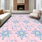 Soft Pink Sky Blue Floral Art Nouveau Rug