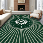 Forest Green White Radial Starburst Rug