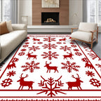 Red Reindeer Snowflake Classic Harmony Rug