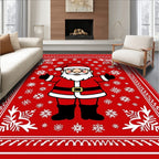 Jolly Santa Claus Snowflake Holiday Rug