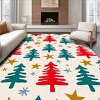 Crimson Teal Starfall Forest Scatter Rug
