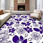 Deep Purple Butterfly Floral Garden Rug
