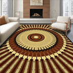Brown Sunburst Circular Geometric Rug