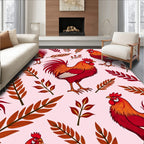 Rooster and Autumn Leaf Composition Rug