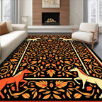 Rustic Orange and Cream Horse Swirl Rug