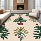 Festive Green Christmas Tree Plaid Medallion Rug