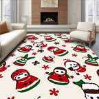 Playful Red Christmas Character Scatter Rug