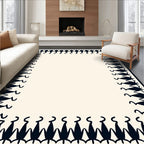 Dark Navy Folk Art Border Rug