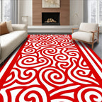 Red White Swirl Border Ribbon Rug