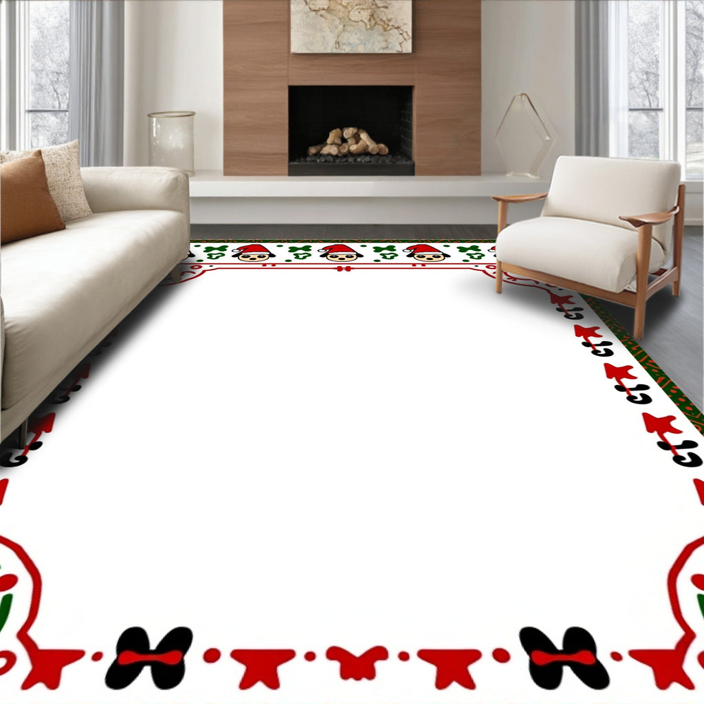 Christmas Puppy Santa Hat Border Rug