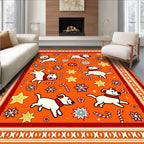 Whimsical Orange Dog Candy Cane Snowflakes Rug