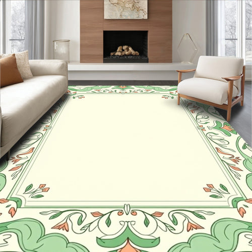 Art Nouveau Green Floral Border Rug