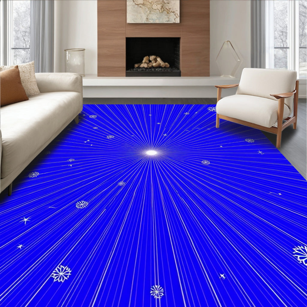 Radiant Blue Snowflake Burst Rug
