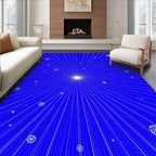 Radiant Blue Snowflake Burst Rug