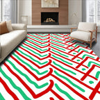 Red Green Diagonal Chevron Flow Rug