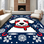 Whimsical White Puppy Snowflake Garland Rug
