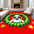 Cute Dog Christmas Wreath Stars Rug