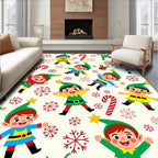Whimsical Elf Candy Cane Snowflake Collection Rug