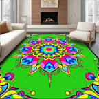 Vibrant Emerald Floral Medallion Rug