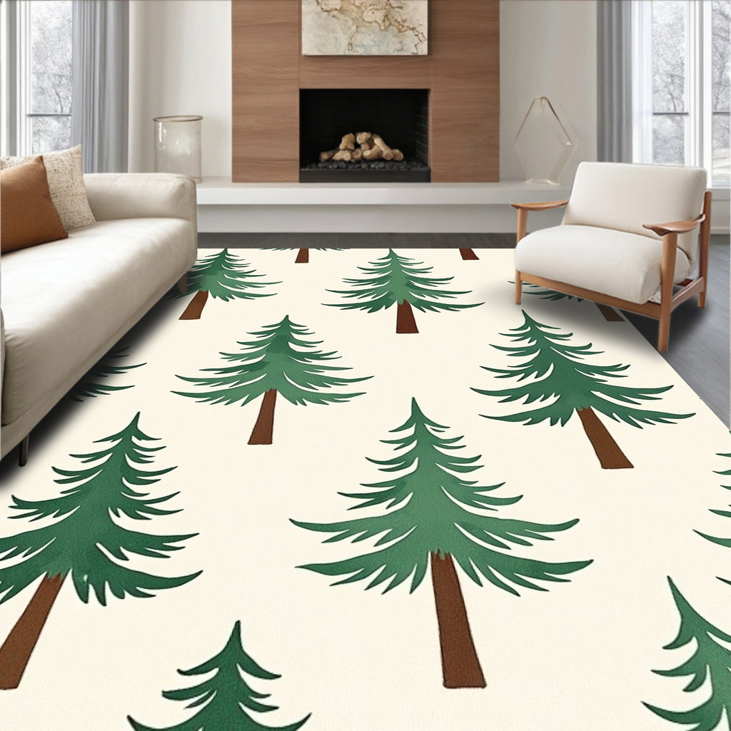 Evergreen Forest Tree Pattern Rug