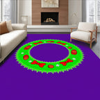 Green Pinecone Bow Snowflake Wreath Rug
