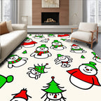 Festive Snowman Red Green Holiday Companions Rug