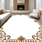 Golden Baroque Scrollwork Decorative Border Rug