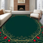 Golden Red Berry Vine Border Rug