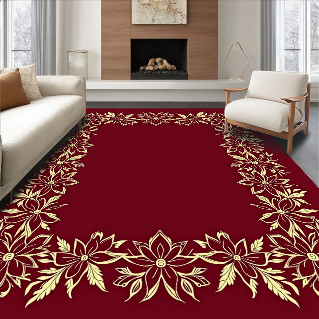Golden Petal Leafed Border Rug