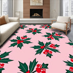 Pink Holly Berry Christmas Accent Rug