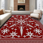 Scarlet White Winter Bloom Rug