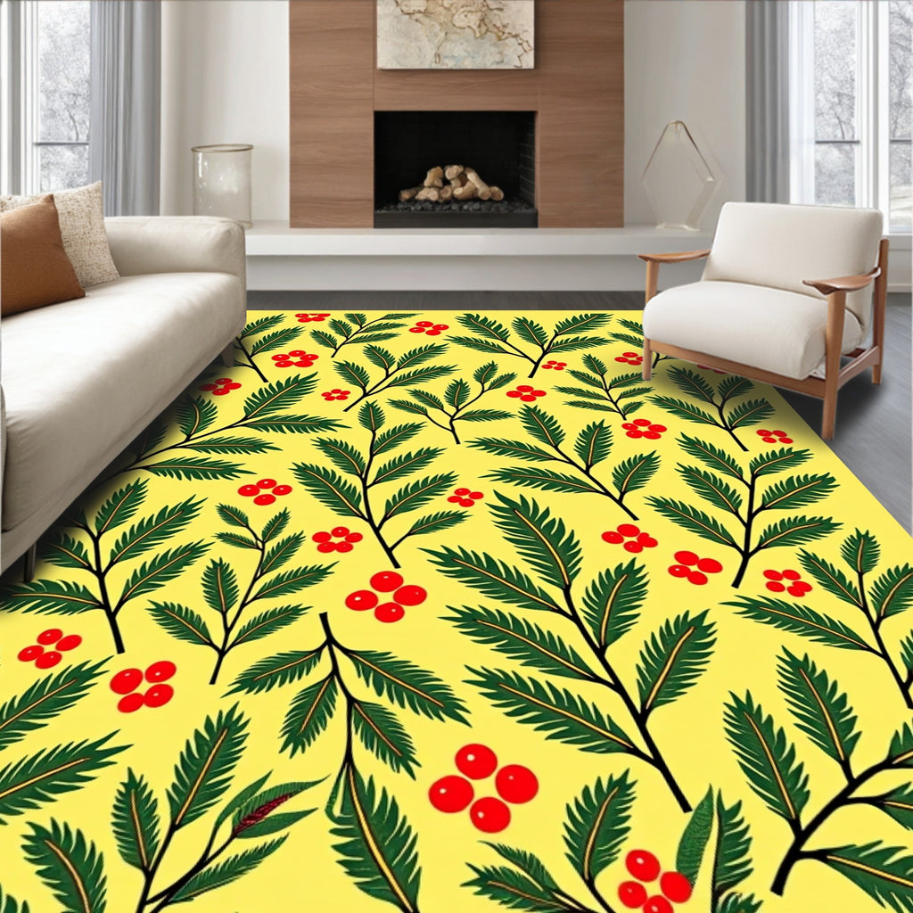 Golden Yellow Berry Foliage Repeat Rug