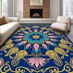 Sapphire Blue Floral Mandala Medallion Rug