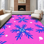 Bright Pink Blue Snowflake Medallion Rug