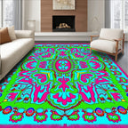 Vibrant Pink and Aqua Floral Medallion Rug