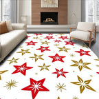 Red Golden Star Scatter Rug