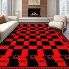 Red Black Checkerboard Game Borders Rug