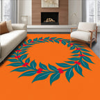 Orange Teal Berry Wreath Rug