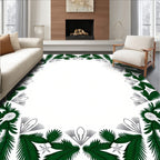Green Fir Branch Whimsical Border Rug