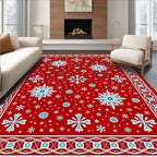 Crimson Snowflake Winter Wonderland Rug