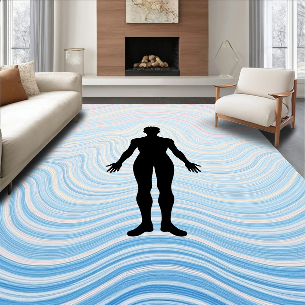 Pastel Swirl Human Silhouette Abstract Rug