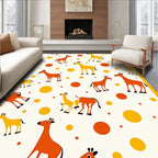 Whimsical Orange Yellow Giraffe Polka Dot Rug