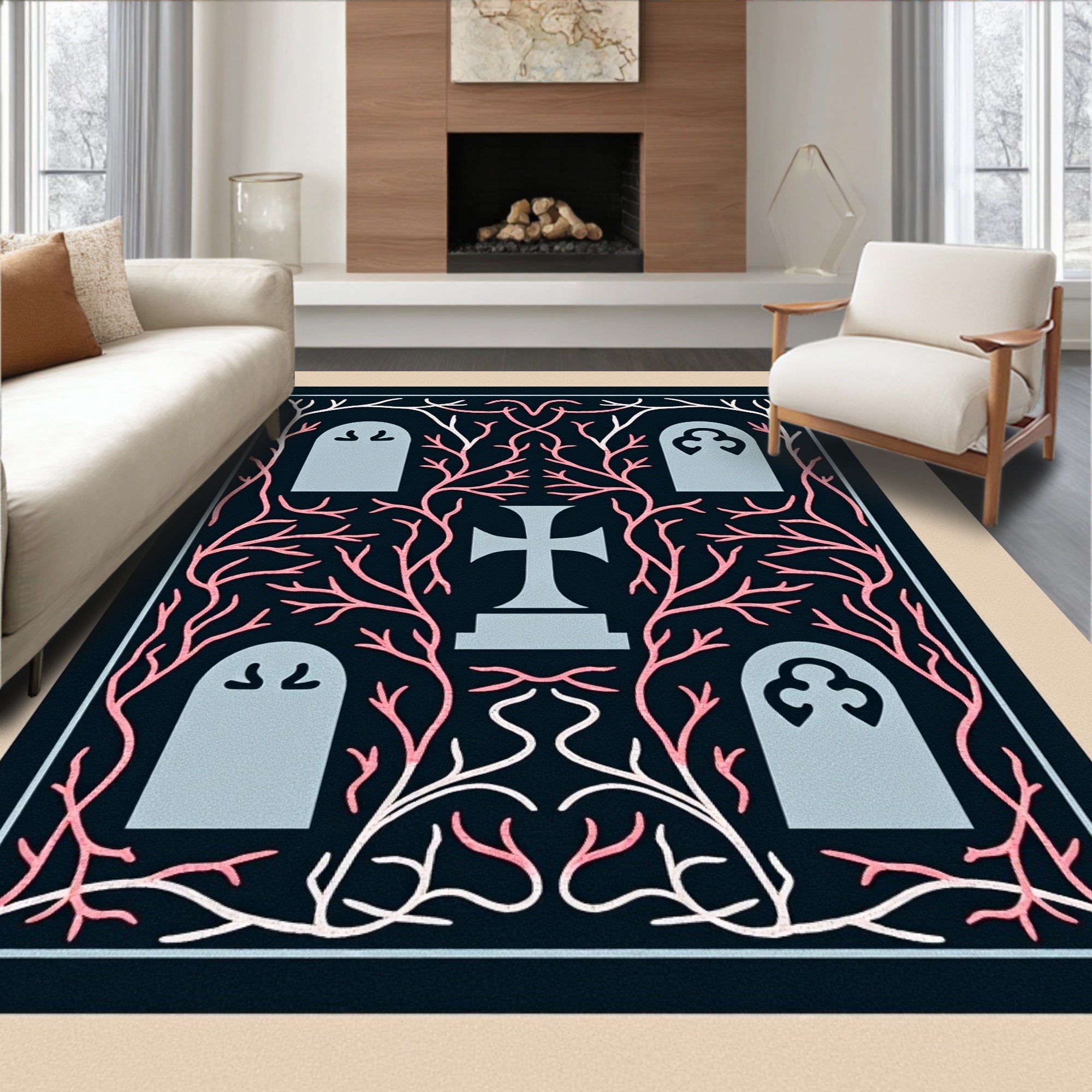 Slightly Spooky Gothic Tombstone Garden Rug